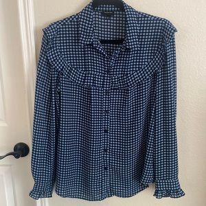 Who What Wear - Blouse - Size Medium - Black with Blue floral like pattern